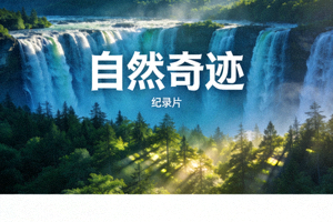 纪录片《自然奇迹》海报：壮丽的瀑布与森林景观