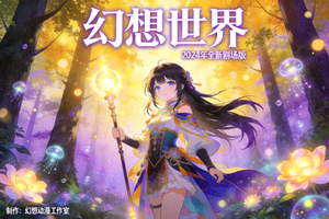 日本动漫《幻想世界》海报：动漫角色在魔法森林中
